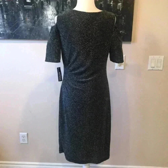 NWT R&M Richards Sparkle Knit Cold Shoulder Sheath Dress w/Side Ruching -Size 14 - Picture 4 of 9
